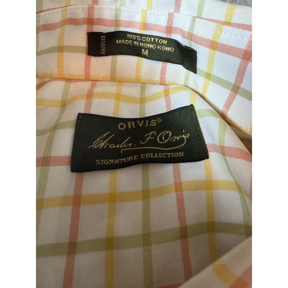 Orvis Mens M White Tattersall Check Cotton Pocket Long Sleeve Preppy - Picture 4 of 8